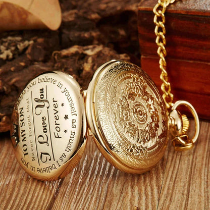 To My Son Quartz Pocket Chain Watch