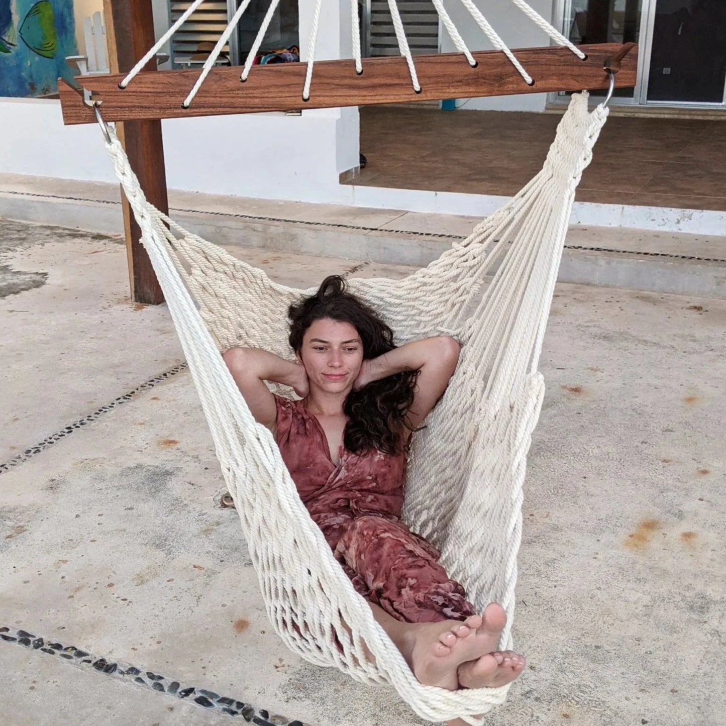 Hacienda Swing Chair – Cozy Cotton for Garden Serenity